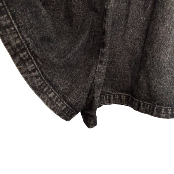 Bibi Size L Romper Black Denim Jean Button-Up Pockets Smocked Waist NEW - Picture 3 of 6